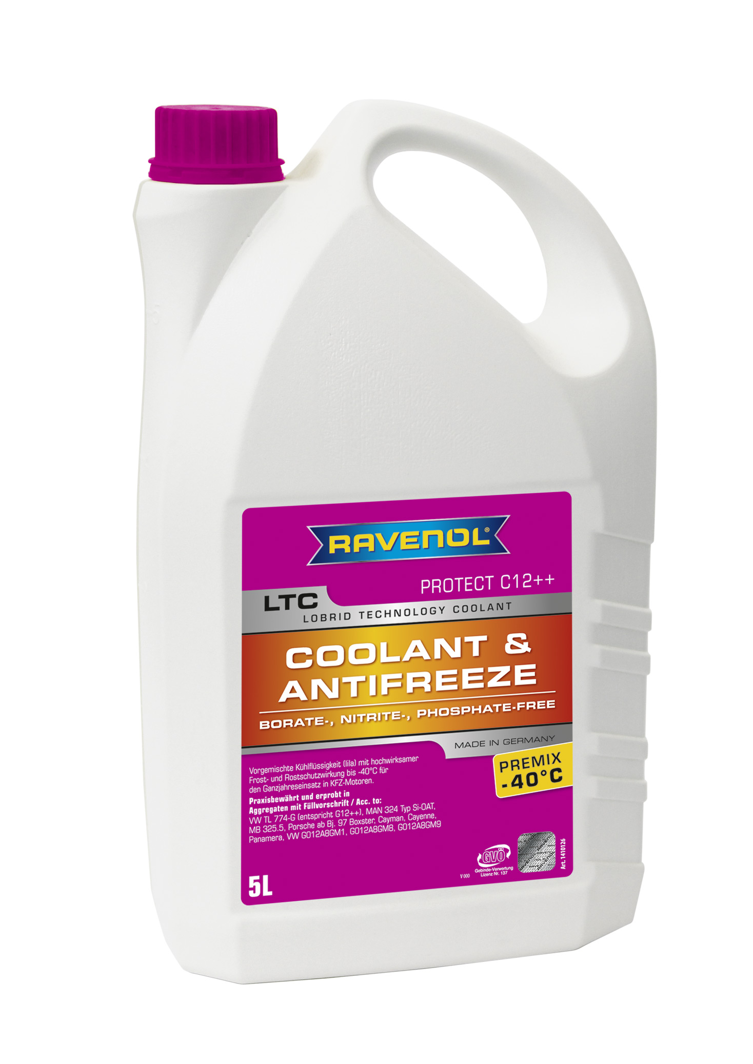 Купить запчасть RAVENOL - 4014835756151 Антифриз готовый к прим. лила LTC Lobrid Technology Coolant Premix -40° C12++(5 л)