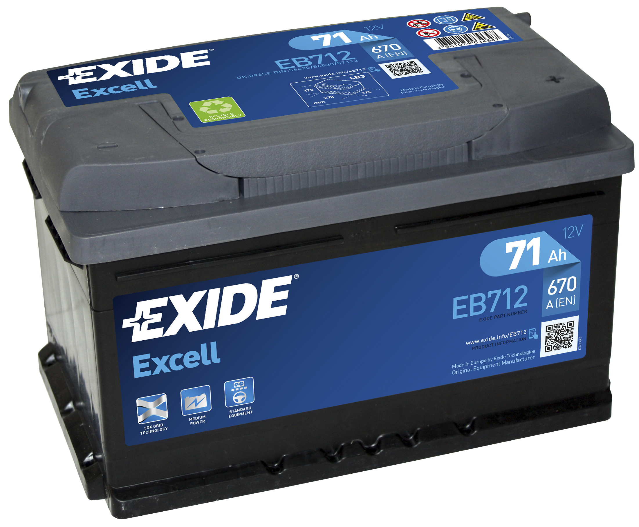 Купить запчасть EXIDE - EB712 71/Ч Excell EB712